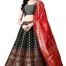 Trendy Indian Style Wedding Banarasi Lehenga Choli For Women, choli with Unstitched Blouse (AK40)-image-20