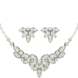 clara 925 Sterling Silver Elsie Pendant Earring Chain Jewellery Set | Platinum Plated, Swiss Zirconia | Gift for Women & Girls-picture-20