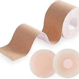 dressably Boob Tape with 1 Pair Reusable Nipple Covers Multipurpose Tape for Women Push Up & Lifting Body Tape for Women Breast Tape Breast Lift Bra Tape Bob Tape for Breast Lift (Skin Color)-picture-55