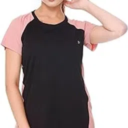 white moon Gym Tshirt for Women, Sports Tshirt Women, Stretchable & Quick Dry Polyester Workout T Shirts for Women (Pack of 1)-picture-32