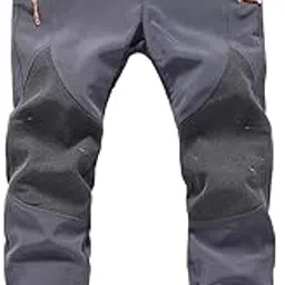 Mens Snow Ski Waterproof Softshell Snowboard Pants Outdoor Hiking Fleece Lined Zipper Bottom Leg-image-1