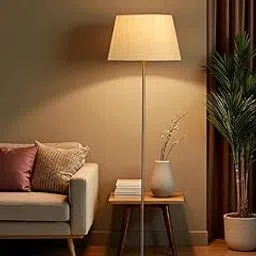 Metal Floor Lamp Standing Modern Lamp Shade for Living Room Corner, Home, Hotel, Office 12 Inches, 4Ft Height (Golden)-picture-10