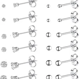 newzenro 20g Tiny Round Clear Cubic Zirconia Ball CZ Cartilage Stud Earrings For Women Mens Girls Stainless Steel Small Mini Tragus Studs Hypoallergenic Huggie Piercing Jewelry Sets Gifts 2mm 3mm 4mm, Metal,-picture-44