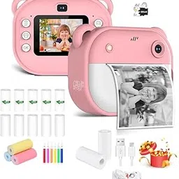 Kids Instant Print Camera – Mini Digital HD Photo & Video Camcorder with Games | Fun Learning Toy for Boys & Girls Ages 4-18 | Includes 2 Print Rolls – Ideal Gift for Kids (Bear Roll Set-Pink)-picture-17