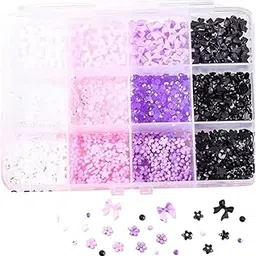 3D Flower Nail Art Jewellery Randum12 Color Flowers Bows, One Box Nail Art Accessories Nail Decorations Jewelry for Manicure Design Accessories (Pack of 1 Box) image 1