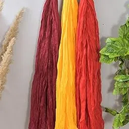 Nakoda Creation Pure Cotton Solid Women Dupatta (Sutti Motichoor 3-Maroon,Yellow,Red) - AB7514-picture-21