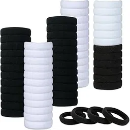 Baby Bucket 110 Pieces Cotton Toddler Baby Hair Ties for Girls|Kids Seamless Hair Bands|Small Elastic Rubber Hair Bands (Black & White)-image-23