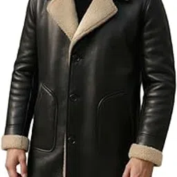 urbanhides Leather Court Elegant Formal Wear Leather Coat for Men | Men's Leather Coats, Black Lambskin Coats, Regular Fit, Two Pockets image 1