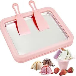 Wtrtr Ice Cream Roll Maker - Dessert Plate With 2 Spatulas for Easy Homemade Frozen Treats (Big Pink)-picture-16