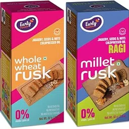 Early Foods - Chota Pack of 2 : Ragi & Wheat Rusks | Millet Toast Sugar Free | No Maida Rusk | Rusks for Kids | Millet Toast Biscuits Rusk 82g x 2-picture-21