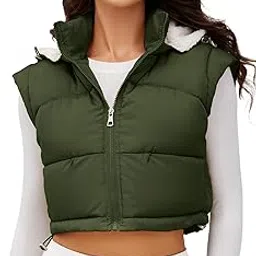 ogfao Women's Puffer Vest Hooded Button Down Zip Up Winter Outerwear Vests with Pockets-picture-37