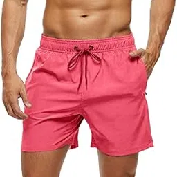 blaosn Golf Shorts Men Gym Athletic Workout Running Hiking Sport Tennis Basketball Lounge Clothes Casual Summer Beach Board Swimming Trunks Swim(M, Hot Pink)-picture-10