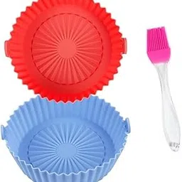 Air Fryer Silicone Liner Set, 2-Pack Round Basket with Brush, Reusable Baking Tray, Nonstick Cooking Accessories-picture-28