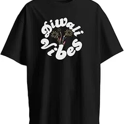 T-Shirt for Men – 100% Cotton Latest Happy Diwali Celebration 2025 Half Sleeve Round Neck Graphic Print Tee | Unisex Regular & Oversized Fit | 180/220 GSM | S–5XL | Black, Green-image-89
