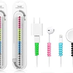 HUMBLE® Spiral Charger Cable Protector Data Cable Saver Charging Cord Protective Cable Cover Set of 2 (8 Pieces)-image-27