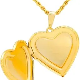 cairo Golden Alloy Heart Photo Pendant with Chain for Women-picture-11