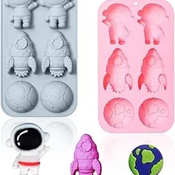 Skytail 6 Slot Rocket Astronaut Cake Fondant Mould Robotic Spacecraft Airplane Silicone Mold Baby Shower Cake Decoration Cupcake Topper Candy Fondant Gumpaste Sugar Craft DIY Clay Mold-picture-24