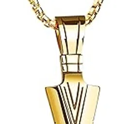 pauro Men's Stainless Steel Jewelry Spear Point Arrowhead Pendant Necklace-picture-54