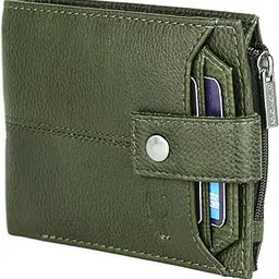 wildhorn Leather Wallet for Men | Ultra Strong Stitching | Handcrafted | Zip Wallet with 9 Card Slots | 2 ID Slots (Green)-picture-27