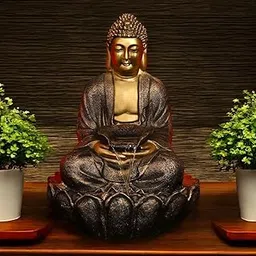 Swadeshi Decors 3 Feet Large Golden Kamal Buddha Water Fountain with Led Lighting and Motor, Indoor/Outdoor Garden Buddha Fountain for Home Decor-picture-16