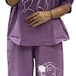 Stylish Co-ord Set with Artistic Face Print – Relaxed Fit Cotton Loungewear for Women-picture-37