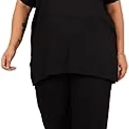 Women's Plus Size Solid Rayon Co-ord Set | Emerald Two-Piece Tunic and Trouser Set-image-20