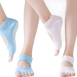 inocean 2PCS Yogo Socks for Women, Toe Socks for Women,Non-Slip Toe, Pink and Blue Colors, Comfortable Temple, Ideal for Yoga, Pilates, and Barefoot Workouts-picture-26