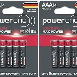 POWER ONE Longlife Max Power AAA Alkaline Battery- 8 Pieces-image-0