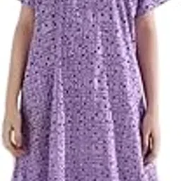 nirankaar fashion Women's Kitkat Pattern Short Sleeves Full-Length Pure Cotton Long Maxi Sleepwear Nightsuit/Nightdress-picture-30