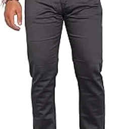 al-blu Men's Cotton Twill Straight Fit Casual Pants, Mid Rise, Charcoal Grey, 5-Pocket Classic Style, Regular Fit for Summer Wear-picture-18