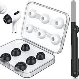 Justec 12 Pieces Replacement Ear Tips for AirPods Pro Accessory Silicon and Memory Foam Ear Buds Tips with Portable Storage Box and Cleaning Tool-picture-19