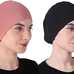 confirtino Women Silky Soft Bamboo Viscose Combo Sleep Cap for Hair Loss Chemo Unlimited Uses Pack of 2 (Multicolor)-picture-40
