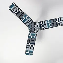 The Furnishing Tree Ceiling Fan Cover with attachable end closure Waterproof & Dustproof Three Blade Set of 1 Fan Cover Lattice Pattern Blue-picture-10