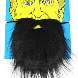 Partysanthe Black Bushy Mustache Fake Beard with Elastic Strap (Black) 1pc-picture-60