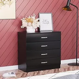Furnilife Black 4-Drawer Dresser with Metal Handles and Slides, Unique Anti-Bend Drawer Rack for Bedroom-picture-35