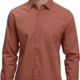 highlander Men's Casual Shirt | Solid | Slim Fit | Button Closure | Bold Rust Hue a Sophisticated Appeal-picture-26