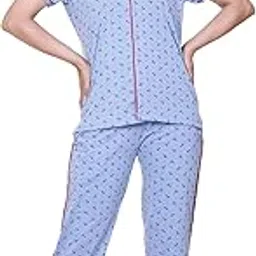 charmingo Collar Printed Women's Night Suit | Casual Wear | Lounge Wear-picture-43