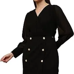 Casual Wear V-Neck Full Sleeve Black Womens Dresses-image-10