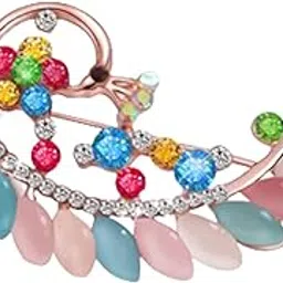 Brooch Pin Fashion Crystal Rhinestone Jewellery Pin Vintage Accessories Decoration Clothing Bouquet Brooches for Bridal Women Girl (Peacock Tail)-image-20