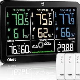 OBET Weather Station Wireless Indoor Outdoor Thermometer Color Display Temperature and Humidity Monitor with Alerts 500ft Range Sensors Adjustable Backlight-picture-16