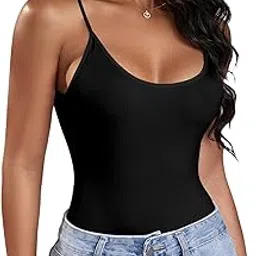 verdusa Women's Open Back Basics T Shirt Sleeveless Strap Bodycon Cami Bodysuit Tops-picture-41