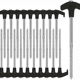 Cheardia 20 Pack Tent Stakes Heavy Duty, 8 Inch Screw in Tent Stakes Tent Pegs Camping Non-Rust Ground Stakes for Camping Patio, Garden, Canopies, Grassland, Outdoor – Black-picture-28