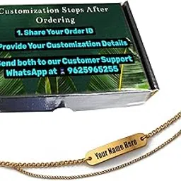personalized bracelet for women & men stylish in Silver Gold & Black Link Chain stainless steel & leather - engraved bracelet Ideal Rakhi & Friendship-image-24