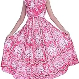 monique Brand Women's/Girls Cotton Rajasthani Jaipuri Printed Maternity Summer Long Gown Middi Maxi Dress (MD-HATHIKUMAWAT-RN15__Free Size__UPTO44XL_) Rani-picture-15