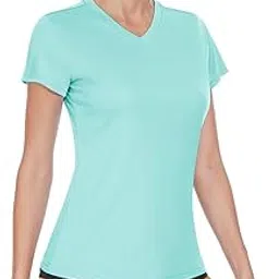 boladeci Women's Rash Guard Short Sleeve V Neck UPF 50+ Sun Protection Clothing Quick Dry UV SPF Swim Shirts, Lake Blue, Small-picture-18