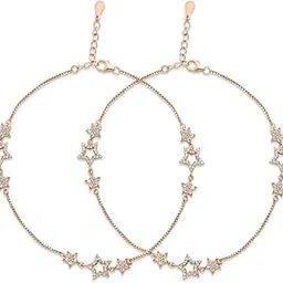 zavya 925 Sterling Silver Rose Gold Anklets (Pair) | Gift for Women & Girls | With Certificate of Authenticity & 925 Hallmark-picture-35