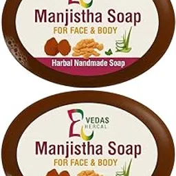 VEDAS HERBALS Manjitha, Anti Pigmentation Handmade Bathing Bar | Herbal Soap for Pigmentation, Dark spots, Tanning, Dark Circles. 90g to 100g Pack Of 2-picture-18