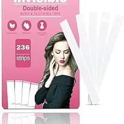 delzstr 236 Strips - Double Sided Tape for Fashion, Clothing and Body | All Day Strength Invisible Dress Tape for women | Gentle to stick on Skin and clothes | Transparent (236-strips)-picture-55