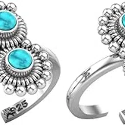 peenzone 925 CZ Silver Turquoise Toe Rings (Leg Finger Rings) In Pure 92.5 Sterling Silver For Women | Toe Rings for Women and Girls | Chandi Bichiya-picture-38