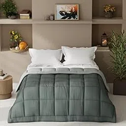 KOPA Ultra Soft Microfiber Reversible Comforter for All Weather -1pc Double (Feather lite) | Reversible Lightweight | Comforter/AC Blanket/Quilt/Duvet for All Weather Reversible-Grey/Ivory-image-47